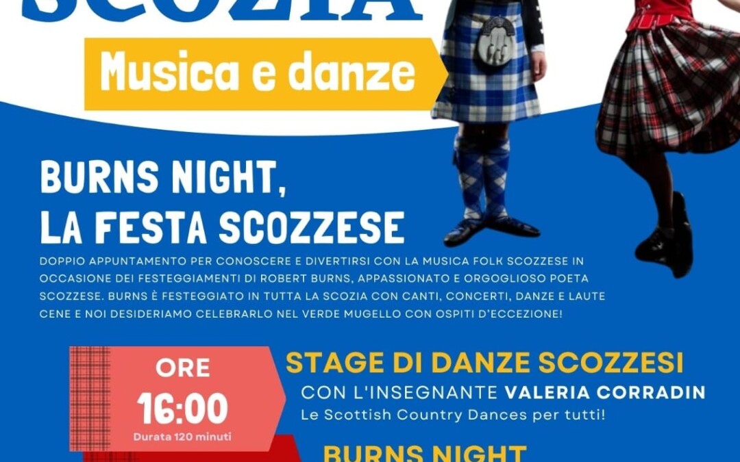 Sabato 21 Gennaio 2023 – Stage di Danze Scozzesi – Centro Giovanile del Mugello